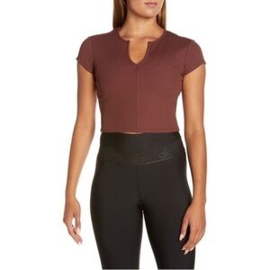 Alo Yoga Savvy Short Sleeve Rib Crop Top